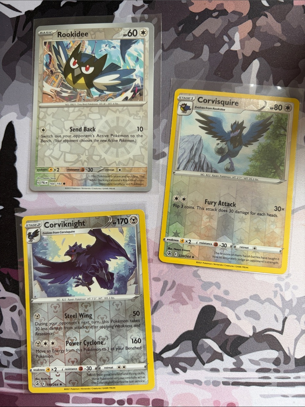 Rookidee Corvisquire Corviknight Reverse Holo Evolution Pokémon Card Lot ✨5/$25✨